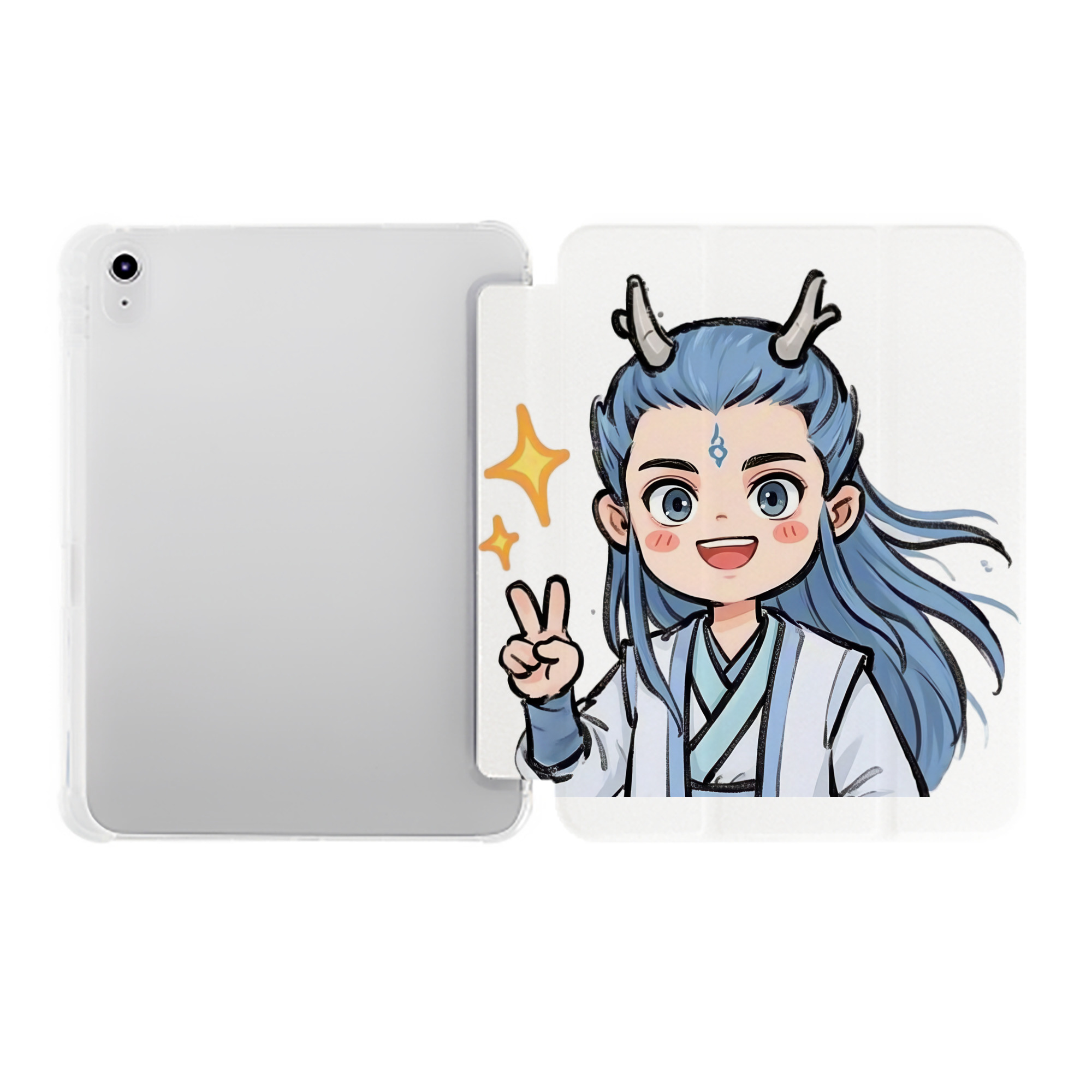 （画像用） Ne Zha 2 ナタ 魔童の大暴れ IPad ケース ペン収納付き 三つ折りスタンド PUレザー×シリコン 対応機種9.5/10.5/10.9インチ
